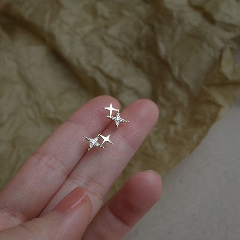 925 Sterling Silver Zircon Crystal Stud Earrings