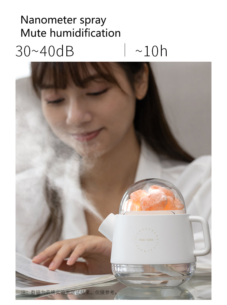 Portable Crystal Aromatheraphy Teapot Humidifier with LED Lamp