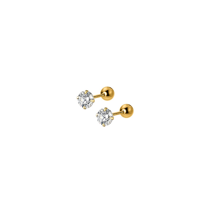 925 Sterling Silver Luxury Round Zircon Bead Stud Earrings