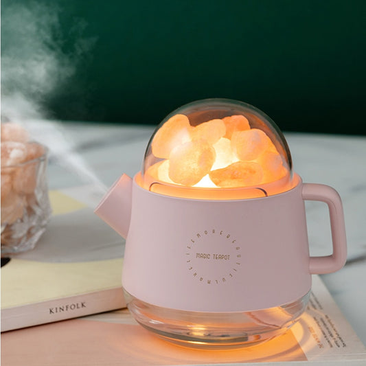 Portable Crystal Aromatheraphy Teapot Humidifier with LED Lamp