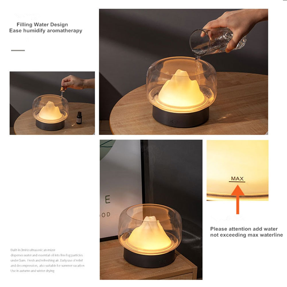 Mountain View Diffuser with Warm Color Led Light Humidifier