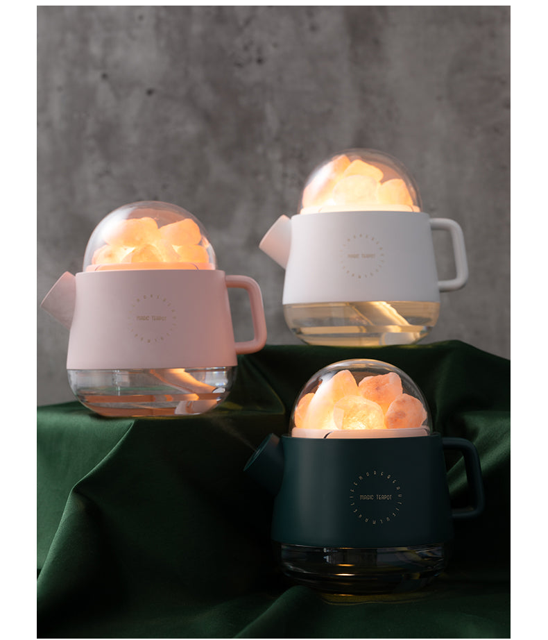 Portable Crystal Aromatheraphy Teapot Humidifier with LED Lamp