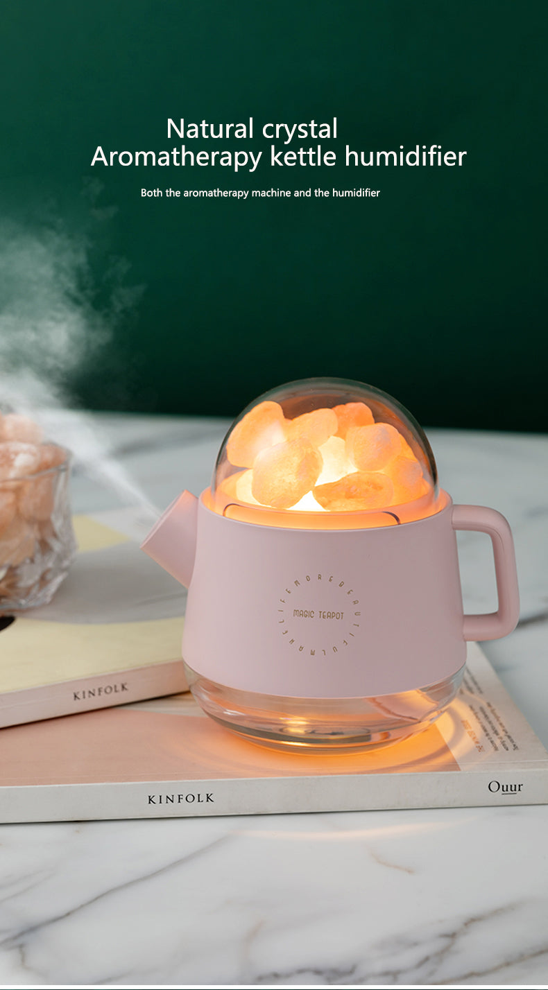 Portable Crystal Aromatheraphy Teapot Humidifier with LED Lamp