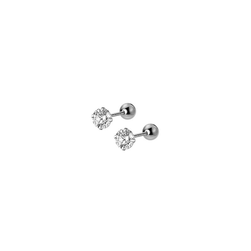 925 Sterling Silver Luxury Round Zircon Bead Stud Earrings