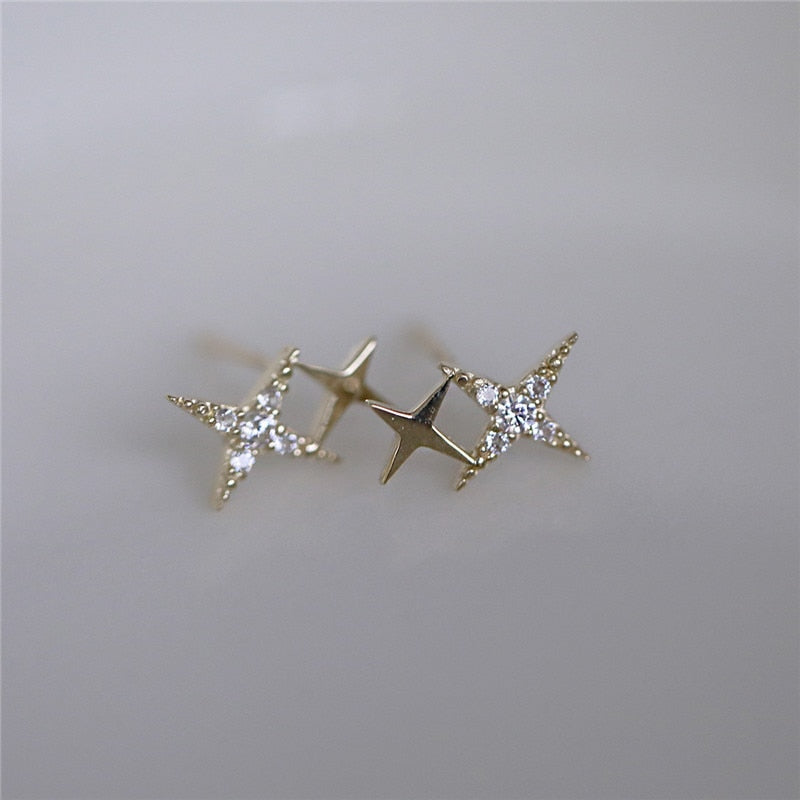 925 Sterling Silver Micro Crystal Pointed Star Studs