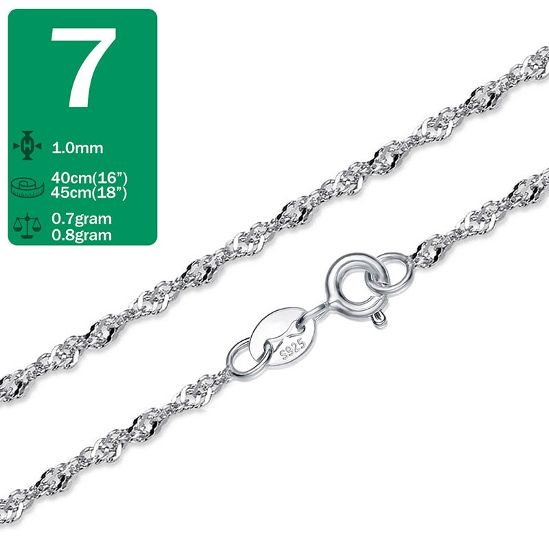 925 Sterling Silver Water-wave Snake Box Chain