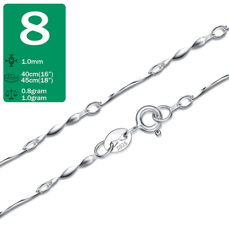 925 Sterling Silver Water-wave Snake Box Chain