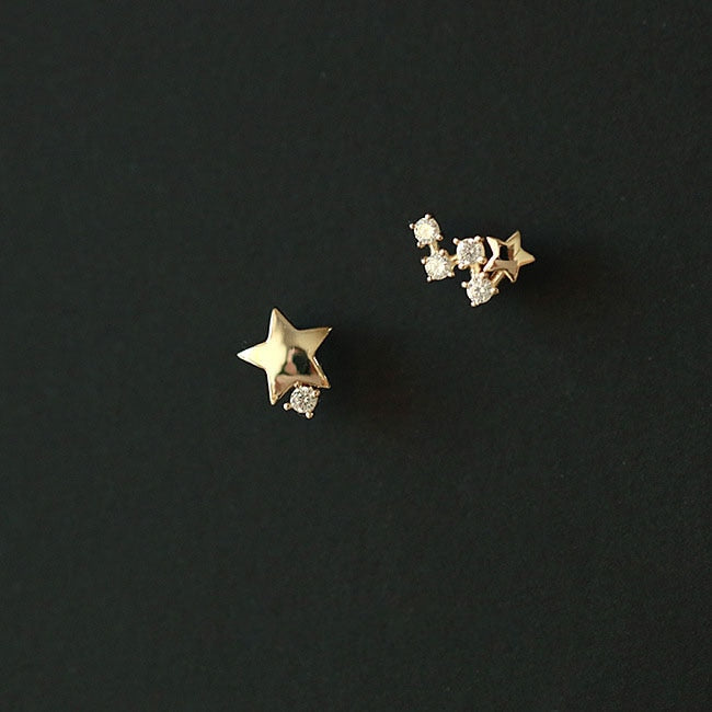 925 Sterling Silver Micro Crystal Pointed Star Studs