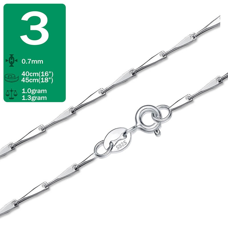 925 Sterling Silver Water-wave Snake Box Chain