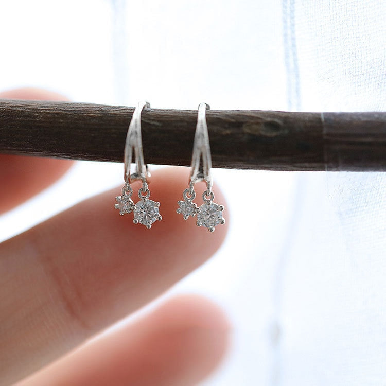 925 Sterling Silver Zircon Crystal Stud Earrings