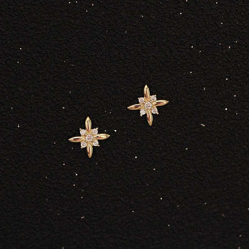 925 Sterling Silver Micro Crystal Pointed Star Studs