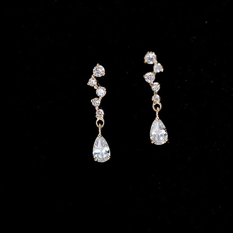 925 Sterling Silver Zircon Crystal Stud Earrings